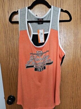 FINAL...NWT Harley-Davidson Orange & Gray Racerback Tank
